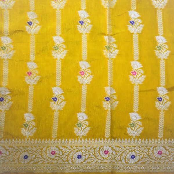 Designer Stripe Semi Silk Banarasi Saree Gold