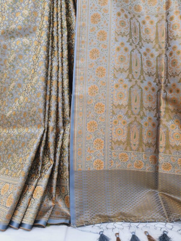 Banarasi Satin Jamewar Saree Grey