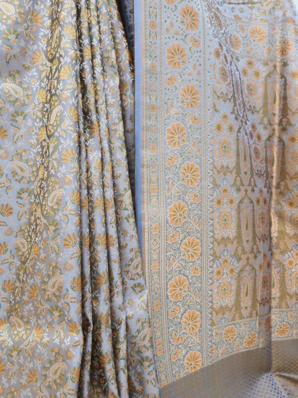 Banarasi Satin Jamewar Saree Grey