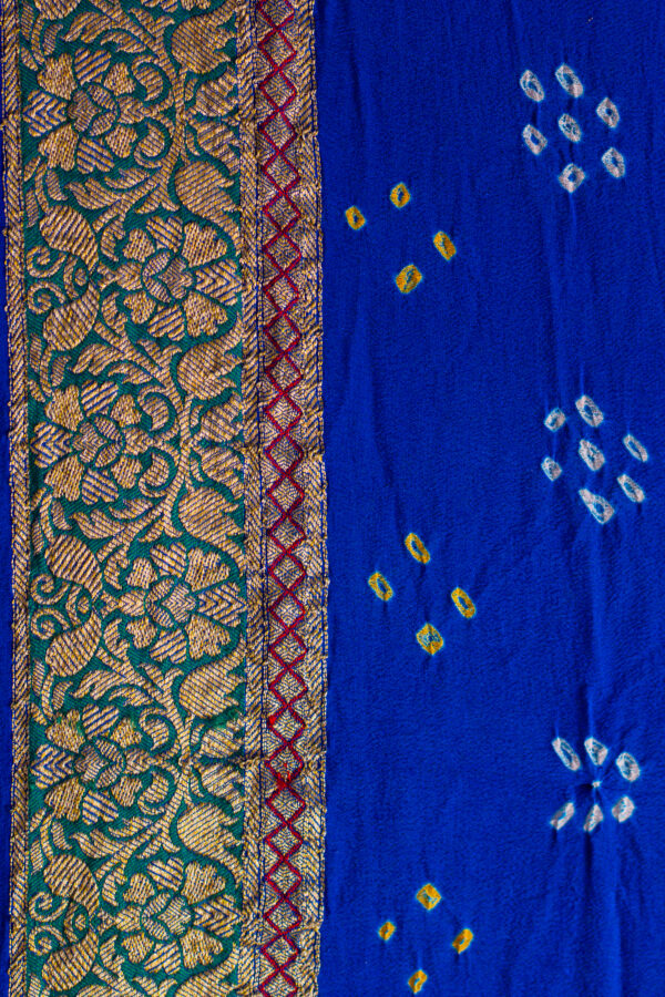 Blue Saree Georgette Silk Bandhani - Image 4