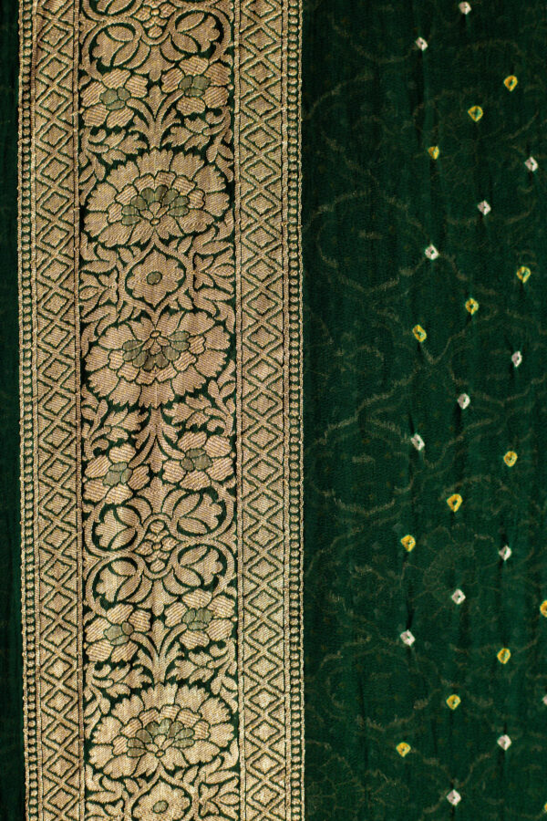 Green Saree Georgette Silk Bandhani - Image 9