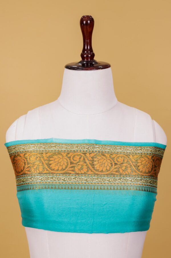 Teal Chiffon Pure Silk Cutwork Saree - Image 2