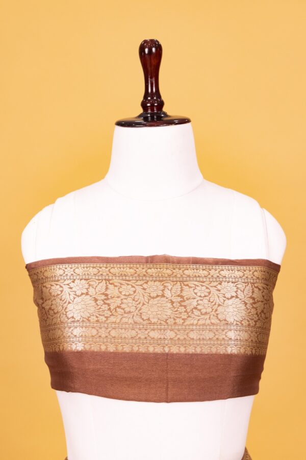Chocolate Chiffon Pure Silk Cutwork Saree - Image 4