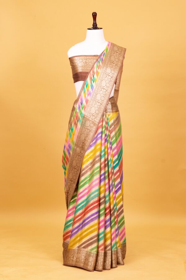 Chocolate Chiffon Pure Silk Cutwork Saree - Image 7