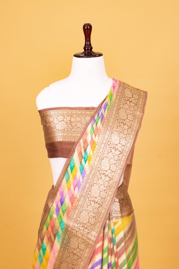 Chocolate Chiffon Pure Silk Cutwork Saree - Image 6