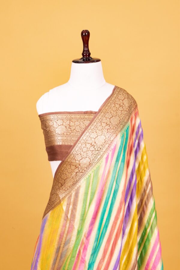 Chocolate Chiffon Pure Silk Cutwork Saree - Image 2