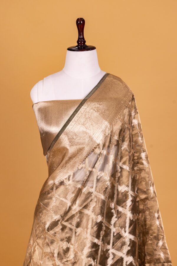 Green Tissue Pure Silk Dyed Saree - Image 3