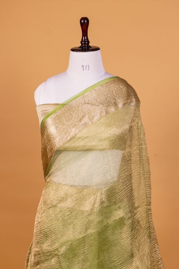 Turquise Blue Tissue Pure Silk Dyed Saree - Image 3