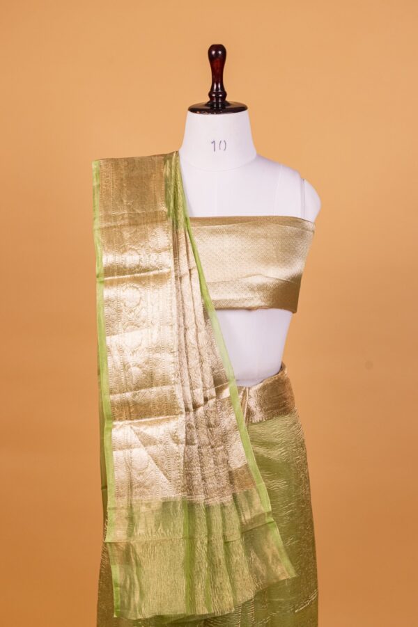 Turquise Blue Tissue Pure Silk Dyed Saree - Image 5