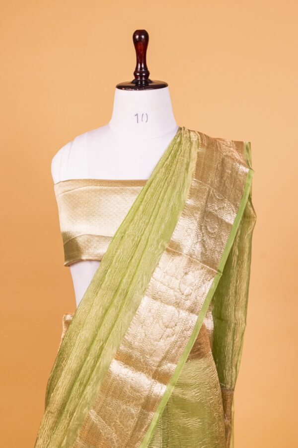 Turquise Blue Tissue Pure Silk Dyed Saree - Image 8