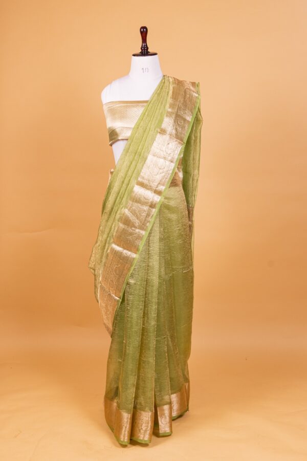 Turquise Blue Tissue Pure Silk Dyed Saree
