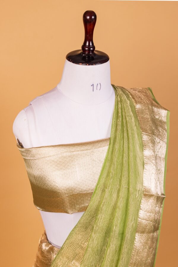 Turquise Blue Tissue Pure Silk Dyed Saree - Image 7