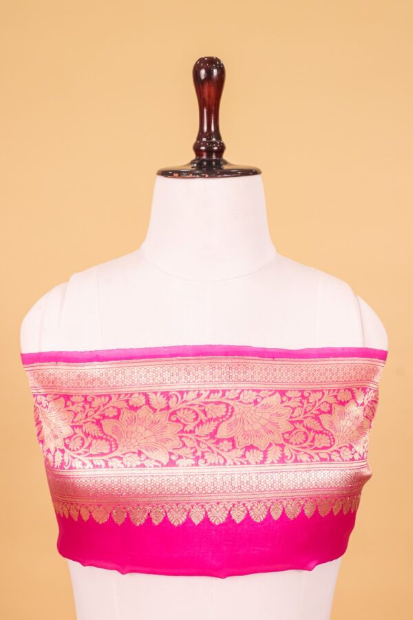 Rani Pink Organza Silk Kadhwa Saree - Image 3