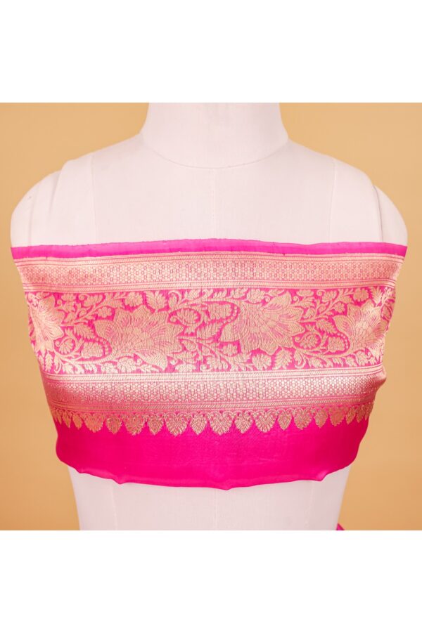 Rani Pink Organza Silk Kadhwa Saree - Image 2