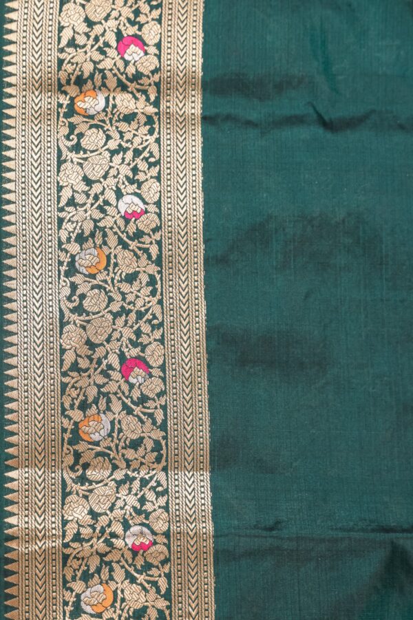 Green Katan Pure Silk Cutwork Saree - Image 3