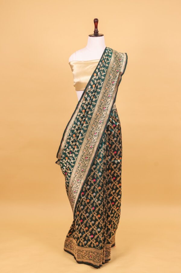 Green Katan Pure Silk Cutwork Saree