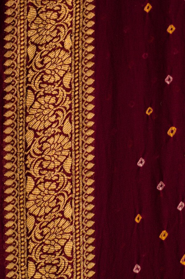 Brown Saree Georgette Silk Bandhani - Image 3