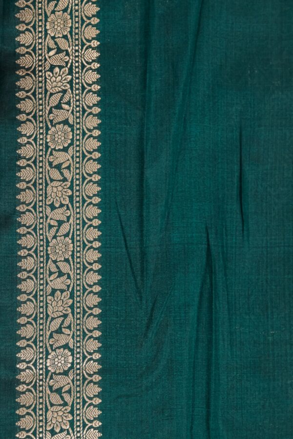 Green Katan Pure Silk Cutwork Saree - Image 5