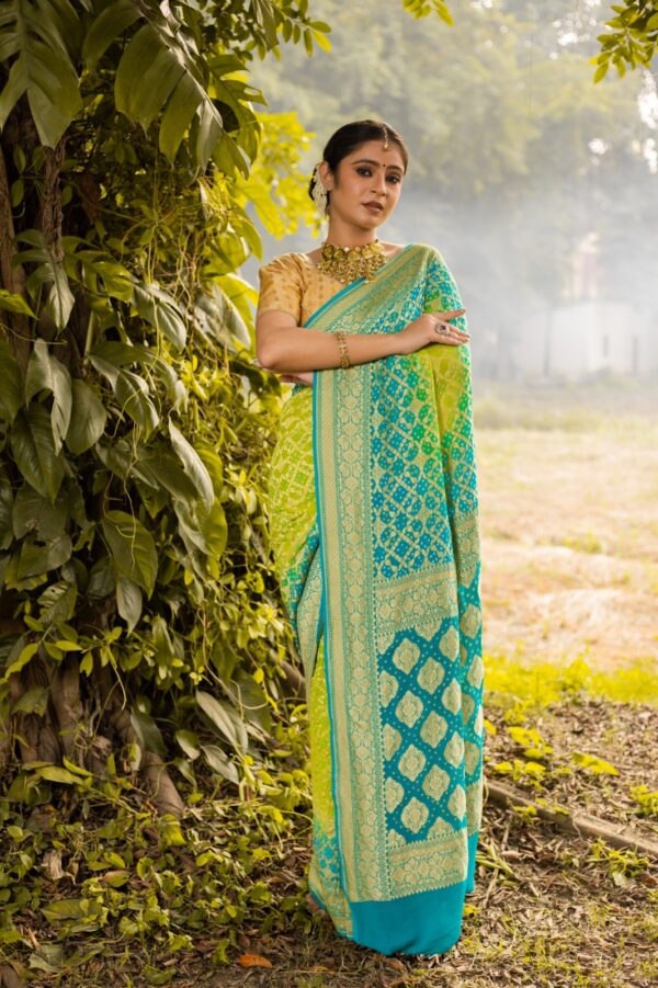 Georgette Banarasi Saree in Green